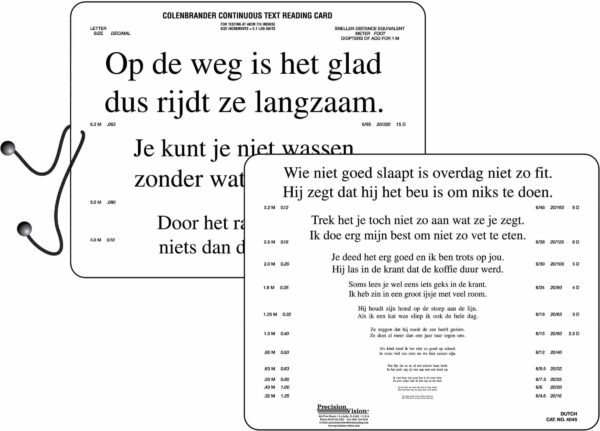 nederlands leeskaartje voor dichtbij visustest
